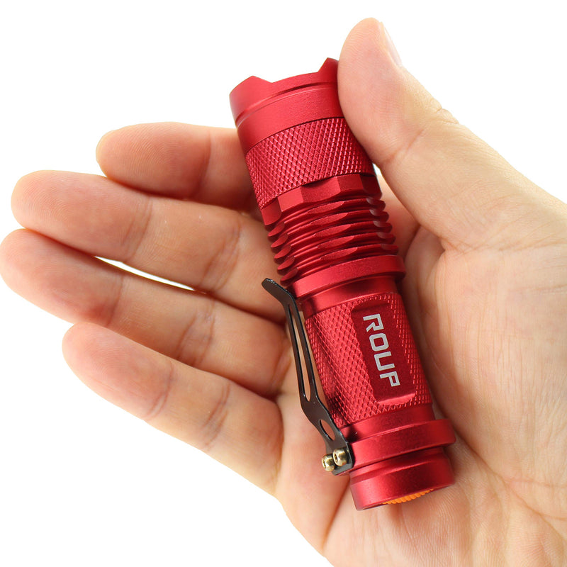 ROUP 2 Pack YP-100 Red Light LED Flashlight, Zoomable, Water Resistant, 3 Light Modes, Adjustable Focus Light for Camping, Hiking, Hunting, Night Vision, Astronomy and Emergency (Red Shell) - NewNest Australia