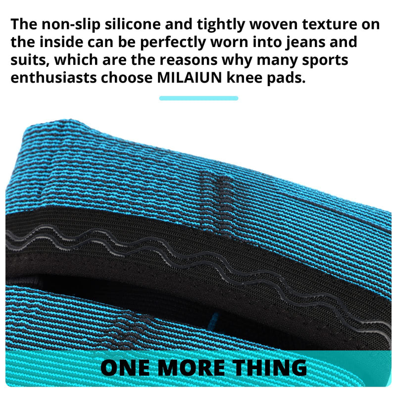 Milaiun Knee Brace Set Of 2, Knee Support Men And Women, Knee Wraps With Non-Slip Silicone Strips & Breathable For Arthritis, Meniscus, Volleyball, Sports, Acl (L, Blue) - NewNest Australia