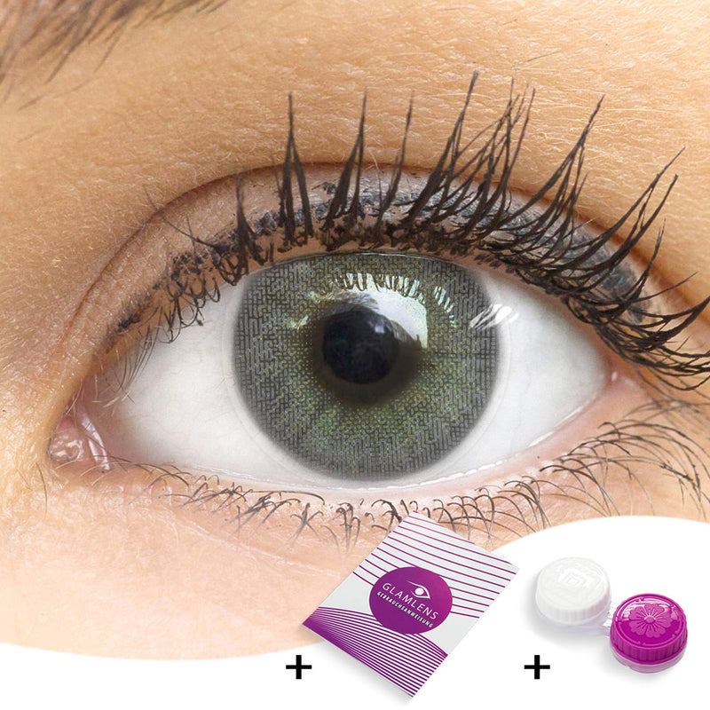 Glamlens Jasmine Dark Gray + Container | Very Strong Opaque Natural Gray Contact Lenses Colored Monthly Contact Lenses Made Of Silicone Hydrogel | 1 Pair (2 Pieces) | Dia 2 P.M. | Without Strength - NewNest Australia
