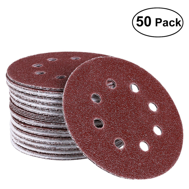 UEETEK Hook and Loop Sanding Discs 8 Hole 5 Inch Sandpaper Round Shape（A Pack of 50） (40 Grit) 40 Grit - NewNest Australia