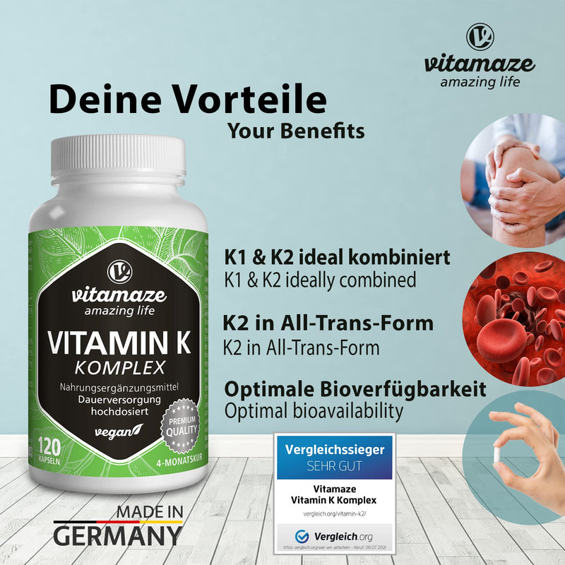 Highdose & vegan vitamin K complex, K1 1,000 mcg + K2 menaquinone