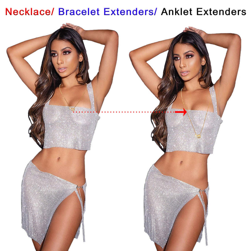 D-buy 8 Pcs Stainless Steel Necklace Extender Bracelet Extender Extender Chain Set 4 Different Length: 6 inch 4 inch 3 inch 2 inch (4 Gold, 4 Silver) Gold & Sliver - NewNest Australia