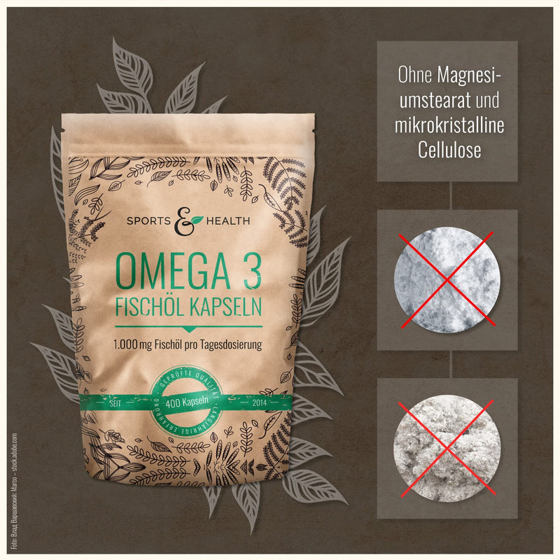 Omega 3 fish oil capsules - 400 capsules high dosage in special quality - 1000mg Omega3 fatty acids per capsule - quality of the fish oil capsules tested in Germany - NewNest Australia