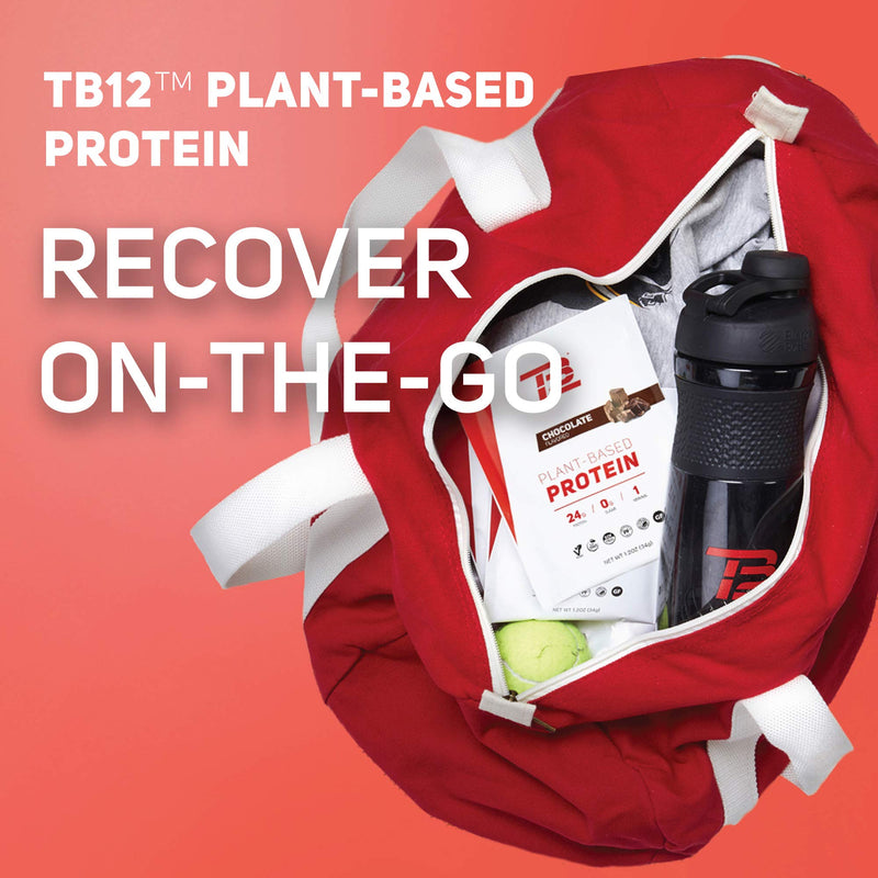 TB12 Plant Based Protein Powder, Sustainably Sourced Pea Protein, Chocolate Flavor - Vegan, 1g Net Carb, Non-GMO, Dairy-Free, Sugar-Free (1.12 Ounce, Pack of 12) 1.12 Ounce (Pack of 12) - NewNest Australia