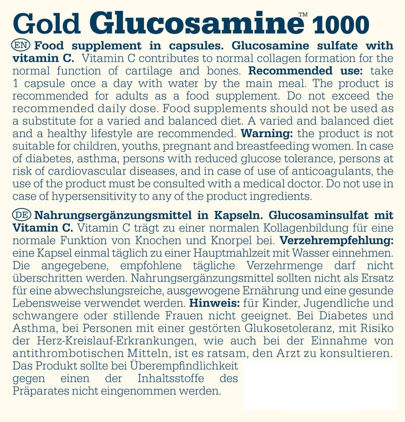 Olimp Labs - Glucosamine 1000 Gold Caps. Dietary supplement in capsule form with glucosamine sulfate and enriched with vitamin C (60 capsules) - NewNest Australia