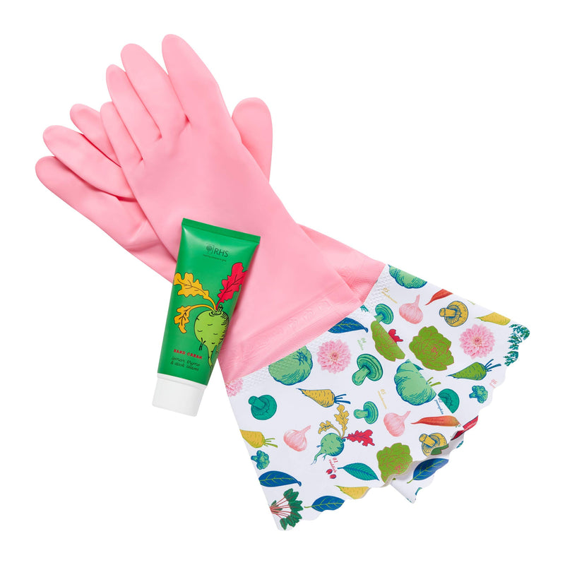 RHS Beauty Home Grown Washing Up Gloves & 100Ml Hand Cream Gift Set Washing Up Gloves Set - NewNest Australia