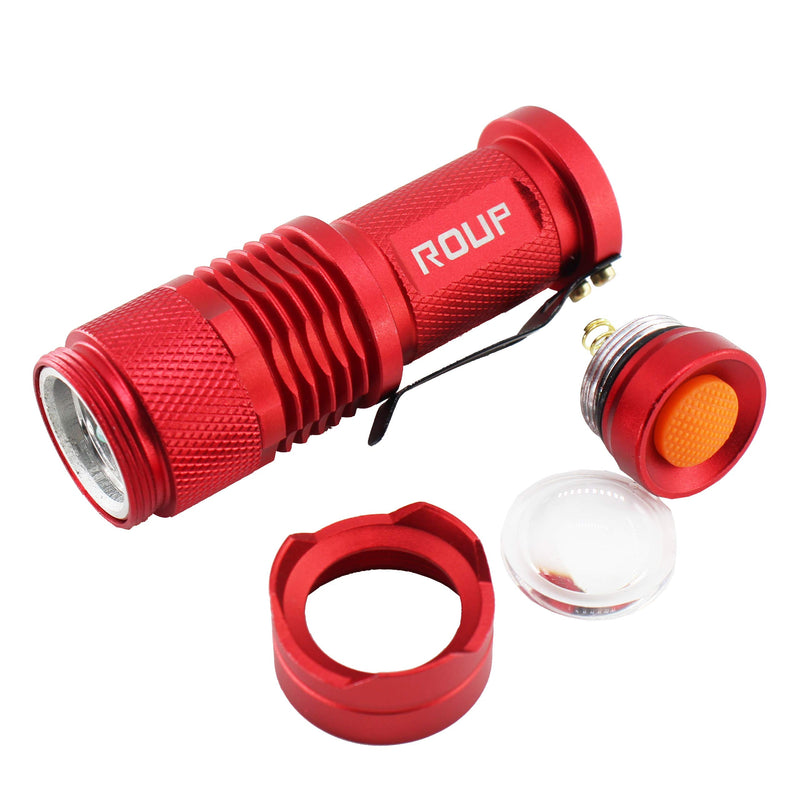 ROUP 2 Pack YP-100 Red Light LED Flashlight, Zoomable, Water Resistant, 3 Light Modes, Adjustable Focus Light for Camping, Hiking, Hunting, Night Vision, Astronomy and Emergency (Red Shell) - NewNest Australia