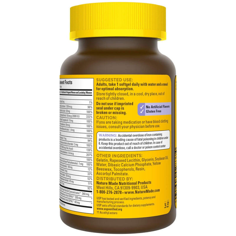 Nature Made Postnatal Multivitamin + DHA 200 mg, 60 Softgels, to Support Nursing Moms & Babies During Breastfeeding, Postnatal Vitamins & Nutrients Include Iron, Vitamin D3, Calcium, Iodine - NewNest Australia