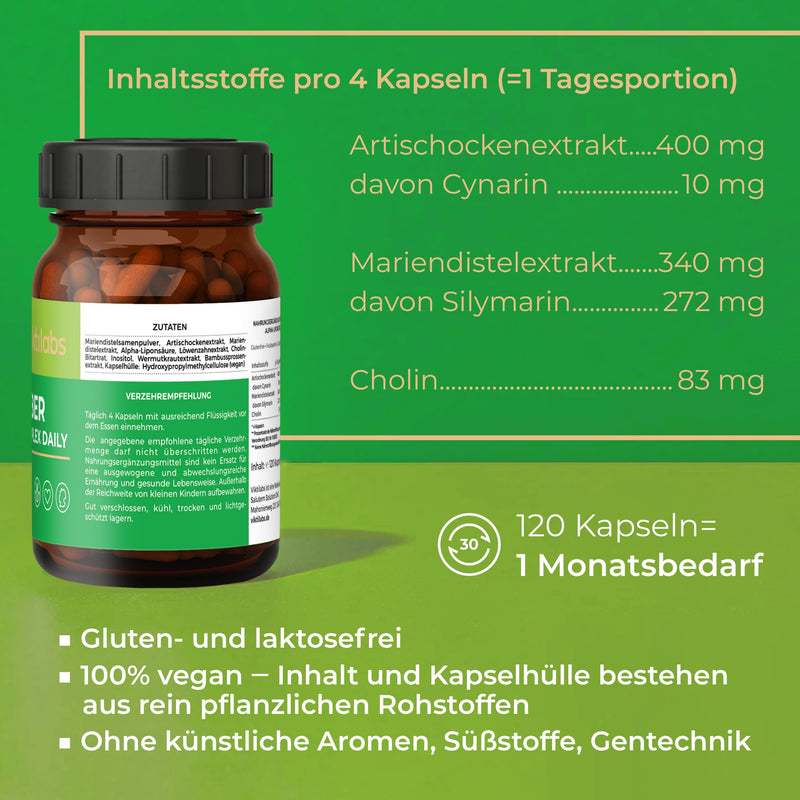 - Viktilabs¬© Liver Complex Daily - Vegan | With Milk Thistle, Artichoke, Dandelion, Choline | Laboratory Tested | No Additives - 120 Capsules | Milk Thistle Capsule High Dose - NewNest Australia