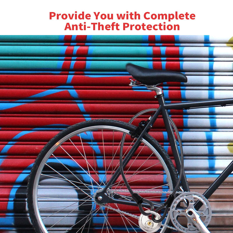 Security Steel Cable with Loops - 6ft Heavy Duty Bike Steel Cable 2/5 X 6' Braided Cable for U-Lock and Padlock - NewNest Australia