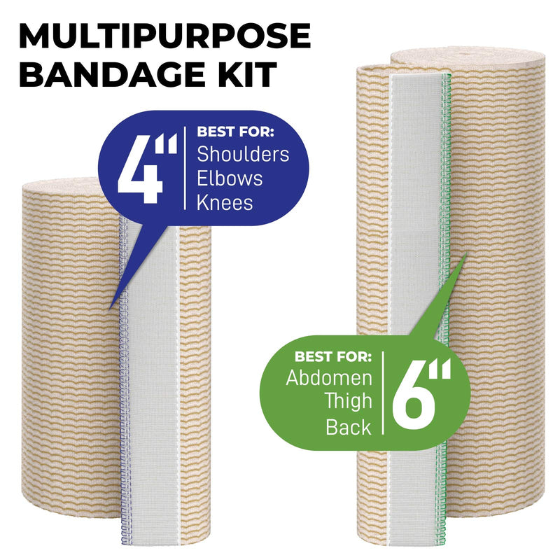 Premium Compression Bandage - Pack of 4 - (2 x 10cm & 2 x 15cm) - Self-Closing Elastic Bandage Wrap - Latex Free - Washable & Reusable Adhesive 4pk - NewNest Australia