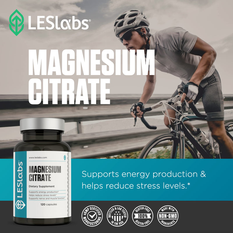 LES Labs Magnesium Citrate, Non-GMO Supplement, 750mg, 120 Capsules - NewNest Australia
