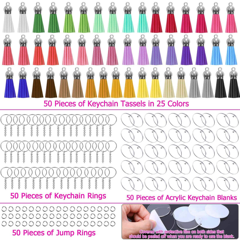 Acrylic Blank Keychains, Shynek 200 Pcs Clear Keychain Blanks for Vinyl with 50 Pcs Acrylic Blanks, 50 Pcs Keychain Tassels, 50 Pcs Key Rings with Chain and 50 Pcs Jump Rings - NewNest Australia