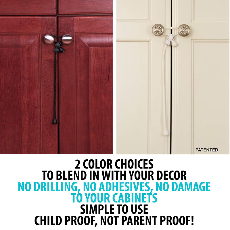Kiscords Baby Safety Cabinet Locks for Knobs Child Safety Cabinet Latches for Home Safety Strap for Baby Proofing Cabinets Kitchen Door RV No Drill No Screw No Adhesive (Black) - NewNest Australia