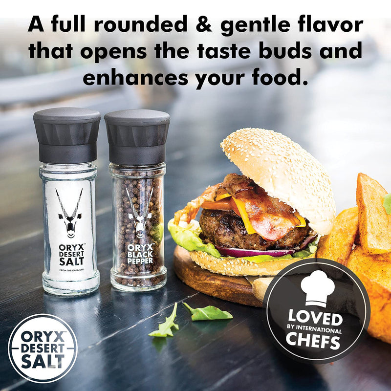 Desert Salt Grinder by Oryx | Ceramic Grinder for Salt | Naturally Organic Gourmet Salt, Unrefined Salt | Kalahari Desert Salt | 100g/3.52 oz. Salt Grinder - NewNest Australia