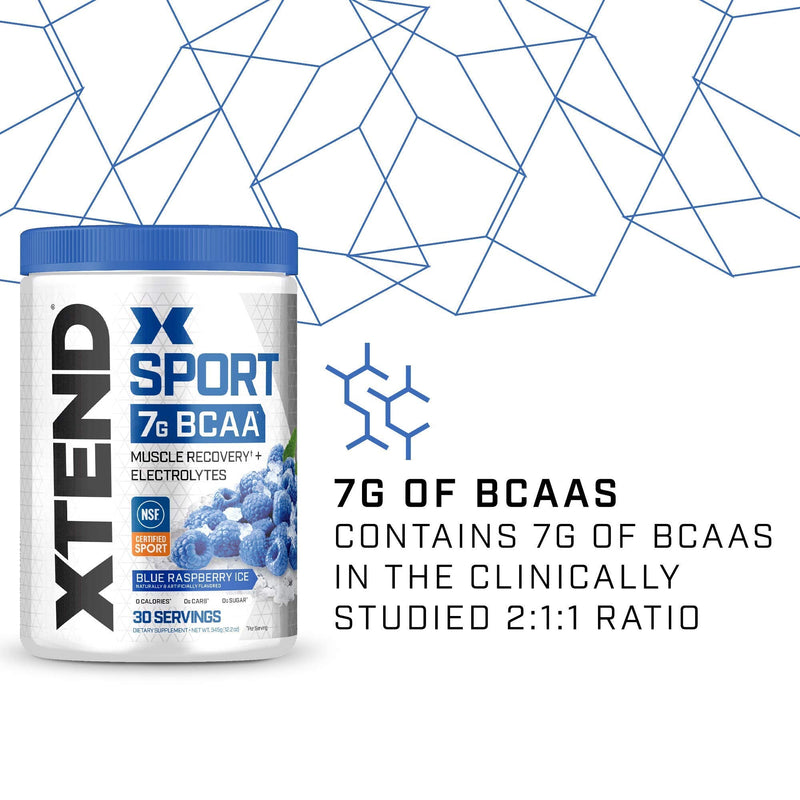 XTEND Sport BCAA Powder Blue Raspberry Ice - Electrolyte Powder for Recovery & Hydration with Amino Acids - 30 Servings 30 Servings (Pack of 1) - NewNest Australia