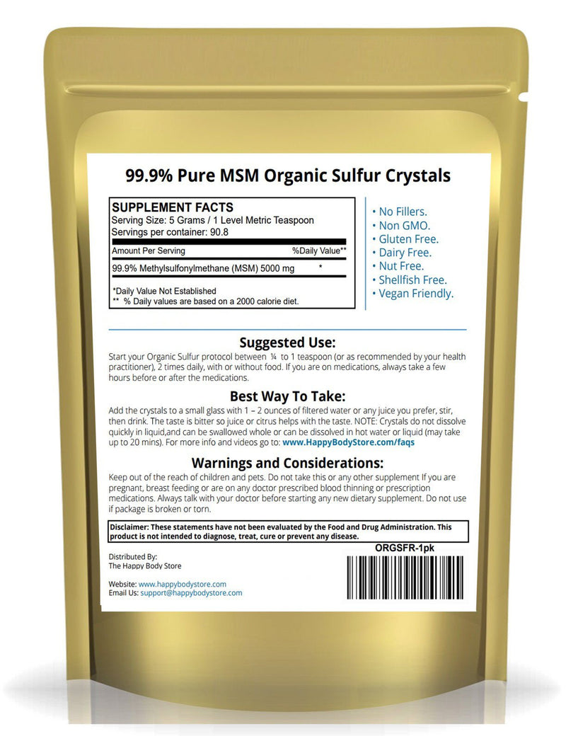 Organic Sulfur Crystals, 99.9% Pure MSM Crystals, Premium MSM Supplement - 1 LBS Pack 1 Pound (Pack of 1) - NewNest Australia