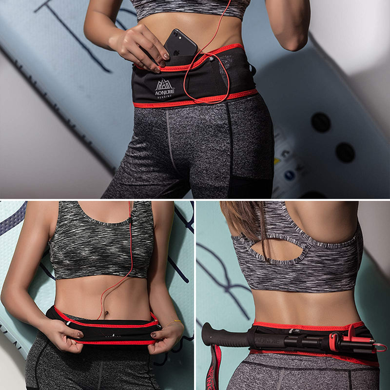 AONIJIE Hydration Belt Running Fanny Pack, with 250ml Soft Water Bottle Flask Phone Holder for Trailing Running Climbing Jogging Cycling Workout Fitness 3 Colors (Black, M/L) Black - NewNest Australia