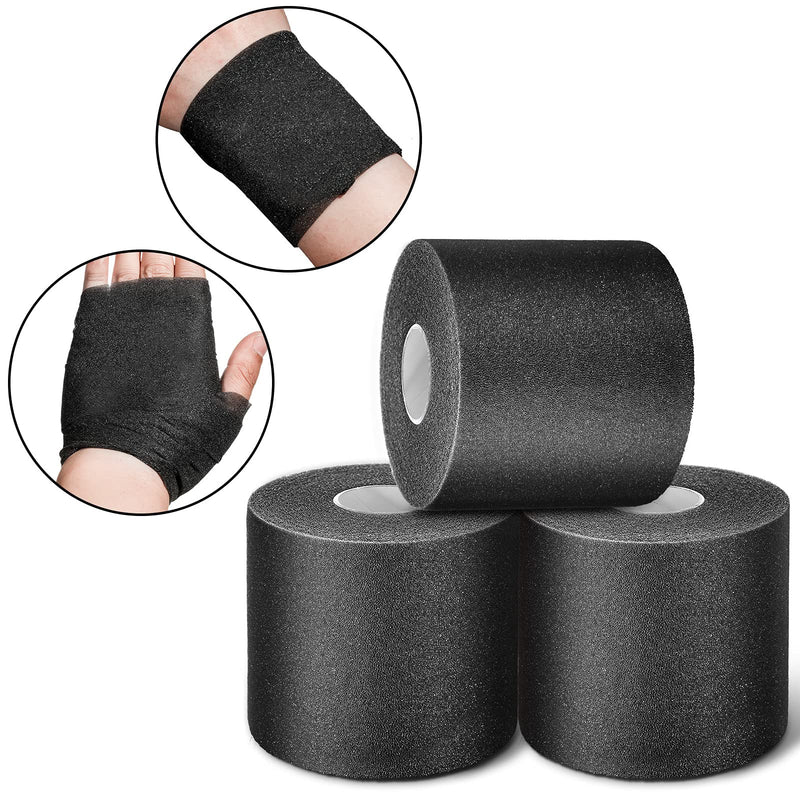4 Pieces Foam Underwrap Athletic Foam Tape Sports Pre Wrap Athletic Tape for Ankles Wrists Hands and Knees(Black,2.75 Inches x 30 Yards) Black 2.75 Inch x 30 Yards - NewNest Australia