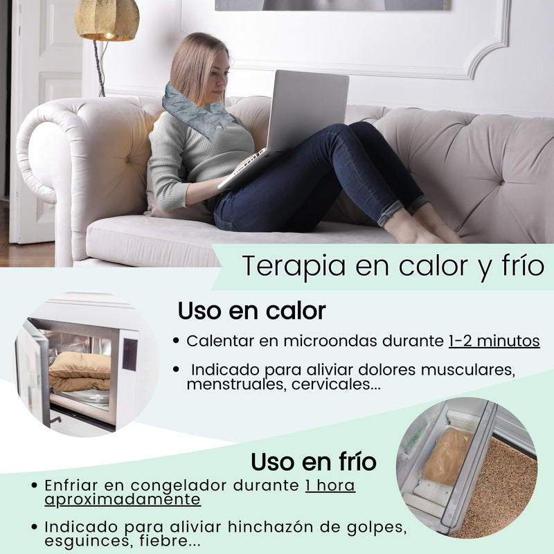 Grain pillow microwave, heat pillow wheat with lavender 47 x 15 cm. Heat and cold pillow for neck, shoulder, lumbar muscles... Made from organic seeds and durable, soft cotton fabric Panda Bambú - NewNest Australia