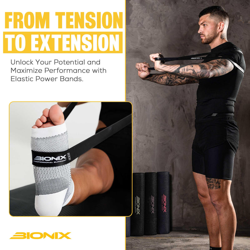 Bionix Pull Up Assistance Bands - Thick, Heavy & Long Latex Exercise Resistance Training Loop Band Set Chin Up Assist, Stretching, Workout, Powerlifting, Yoga Pilates, Legs Glutes Black - 25lb - NewNest Australia