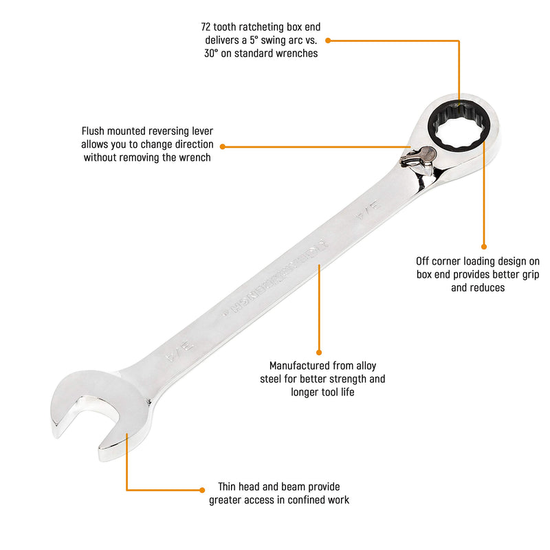 GEARWRENCH 12 Pt. Reversible Ratcheting Combination Wrench, 9/16" - 9529N 9/16" - NewNest Australia