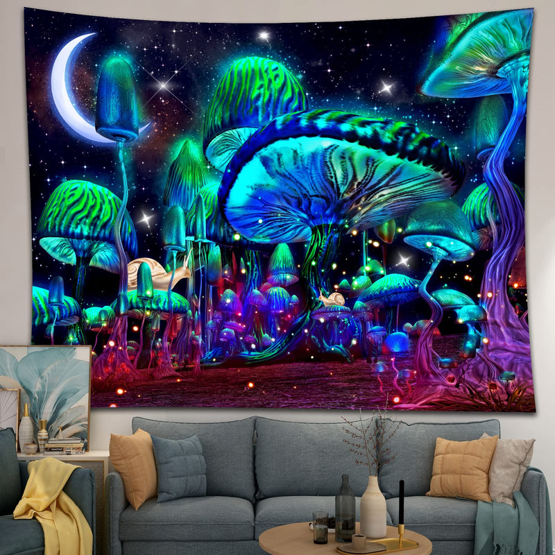 Mushroom Tapestry Snails Trippy Mushroom Tapestry Fantasy Decor Moon and Stars Tapestry Mushroom Room Decor Wall Tapestries for Bedroom (51.2?L × 59.1?W) - NewNest Australia