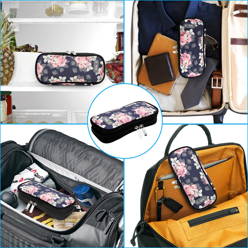 YOUSHARES Insulin Cooler Travel Case Diabetic Insulated Organizer Portable Cooling Bag for Insulin Pen and Medication Diabetic Supplies with 2 TSA Approved Ice Pack (Flower) A flower - NewNest Australia