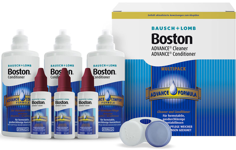 Bausch + Lomb Boston Advance Hard Lens Multipack: 3 x 30ml Contact Lens Cleaner, 3 x 120ml Storage Fluid Single - NewNest Australia