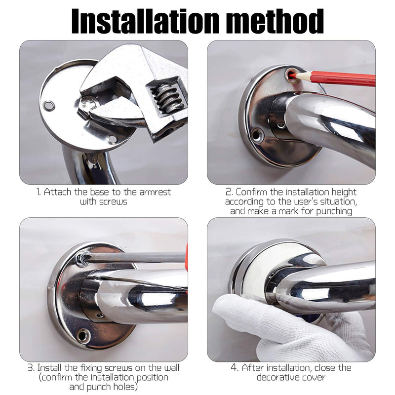 Bath Safety Grab Rail White, 20 Inch Stainless Steel Anti-Slip Shower Handles for Elderly, Grab Bar with Ridges, for Towel Rail, Disabled, Injured, or Post-Op, Bathroom Safety Aid - NewNest Australia