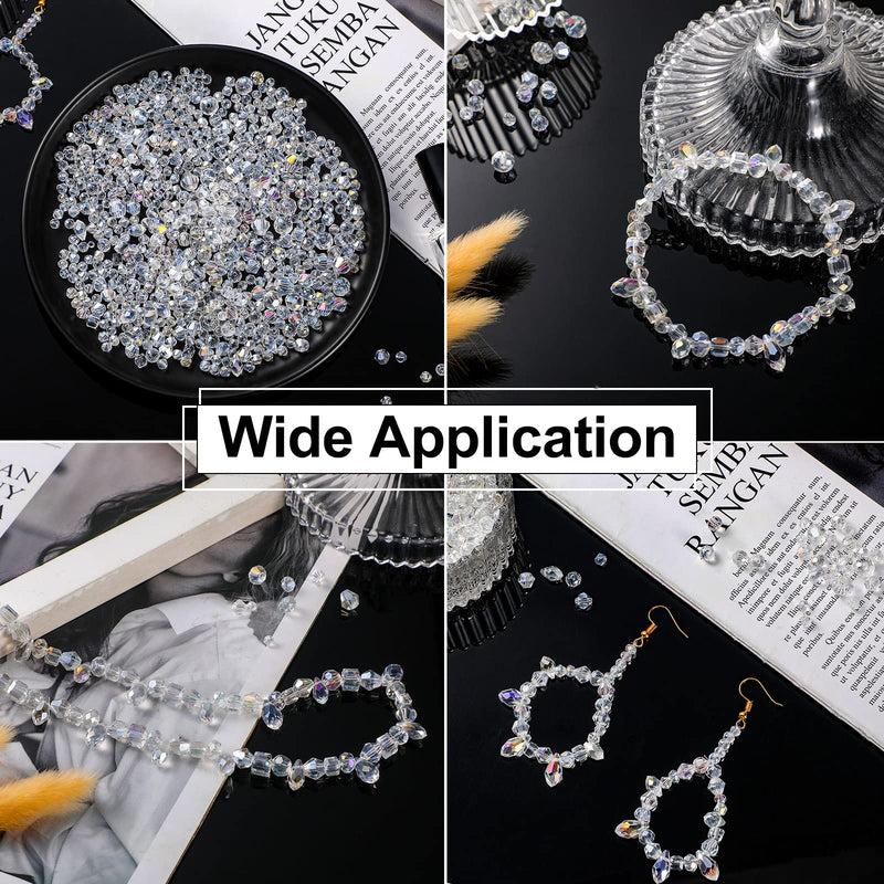 1280 Pieces Assorted Crystal Rondelle Light AB Beads Drilled Gemstone Loose Beads Clear Crystal Glass Beads for Crafts Faceted Beads Shiny Beads for Jewelry Making DIY Necklace Bracelet Earring Kit - NewNest Australia