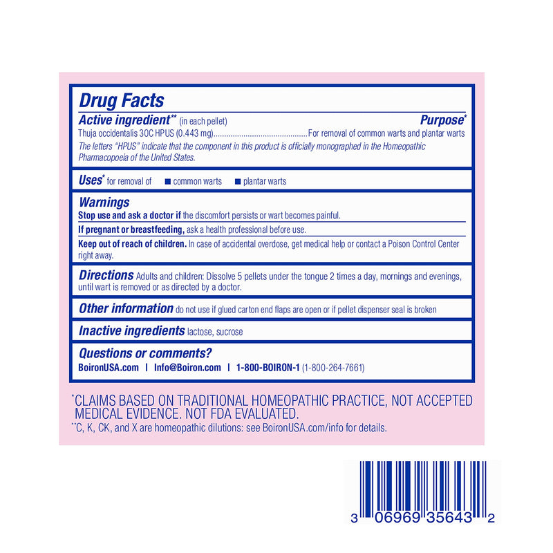 Boiron Thuja Occidentalis 30C Wart Removal Medicine, 3 Count (80 Pellets each tube). Homeopathic, Quick-dissolving Pellets for Painless Wart Removal with Natural Active Ingredient - NewNest Australia