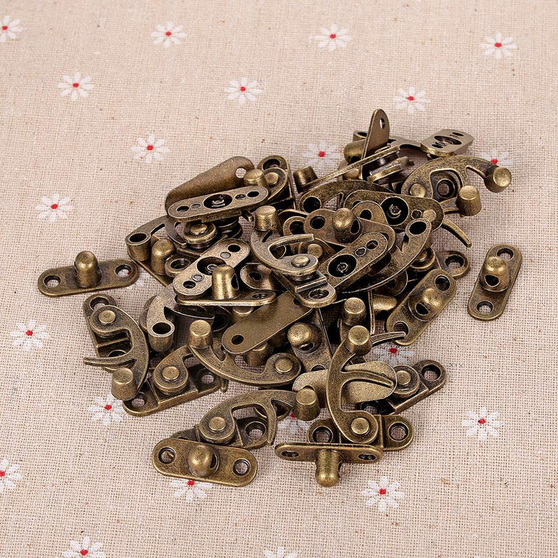 PGMJ 20 Pieces Jewelry Box Hardware Thickened Solid Bronze Tone Antique Right Latch Hook Hasp Horn Lock Wood Jewelry Box Latch Hook Clasp and 80 Replacement Screws (Right Latch Buckle) - NewNest Australia
