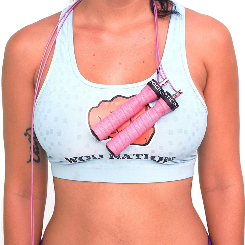 WOD Nation Attack Speed Jump Rope : Adjustable Jumping Ropes : Unique Two Cable Skipping Workout System : One Thick and One Light 11 Foot Cable : Perfect for Double Unders forCrossfit : Fits Men and Women Pink - NewNest Australia