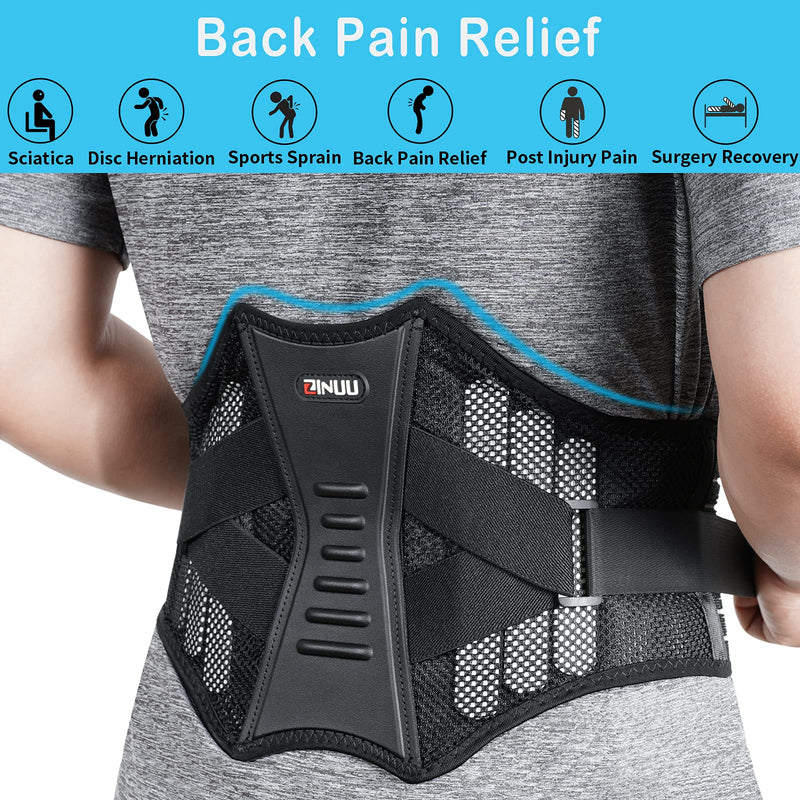 ZINUU Lower Back Support Belt, Back Support Brace with 6 Support Plates, Adjustable Breathable Lumbar Support Brace Back Pain Relief Waist Belt for Men Women Father Gifts(Universal, Waist 70-130cm) - NewNest Australia