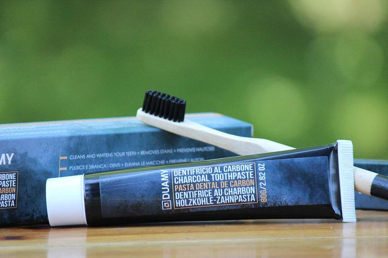 Activated Carbon Toothpaste. Tooth Whitener Activated Carbon with a 100% Biodegradable Bamboo Toothbrush. Charcoal Teeth whitening. Toothpaste for Sensitive Teeth. Kit Tooth whitening Paste 80 gr. - NewNest Australia