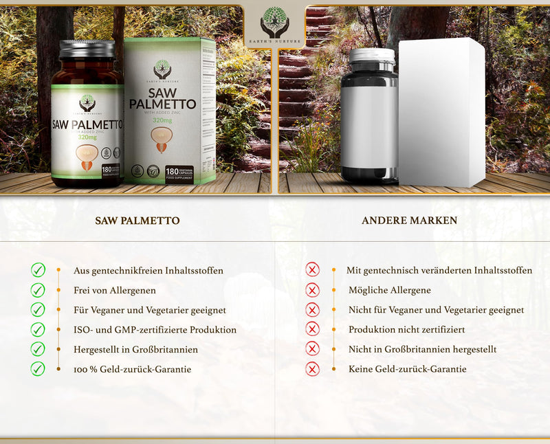 En Saw Palmetto | 180 Capsules Saw Palmetto Extract High Dose - 320 Mg Saw Palmetto 20:1 Extract Per Serving With Zinc | Saw Palmetto Capsules | Gmo, Gluten & Allergen Free | Made In The Uk - NewNest Australia