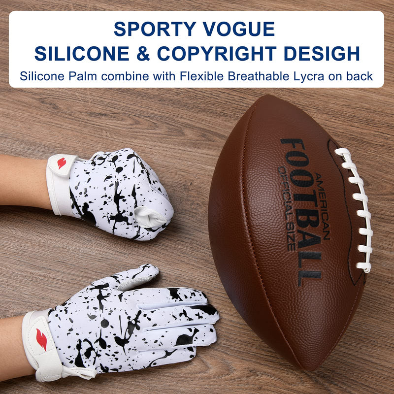 RSPGO Kids Football Gloves Youth Enhanced Grip Silicone Wide Receiver Gloves Friesian Cattle Youth XS/S(5.5in-6in) - NewNest Australia