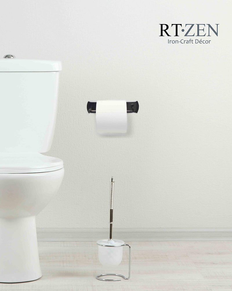 RTZEN Wrought Iron Toilet Paper Holder | Decorative Wall Mounted Handmade TP Roll Hanger | Black Forged Modern Retro Authentic Handcrafted Rod Metal | Easy Installation - NewNest Australia