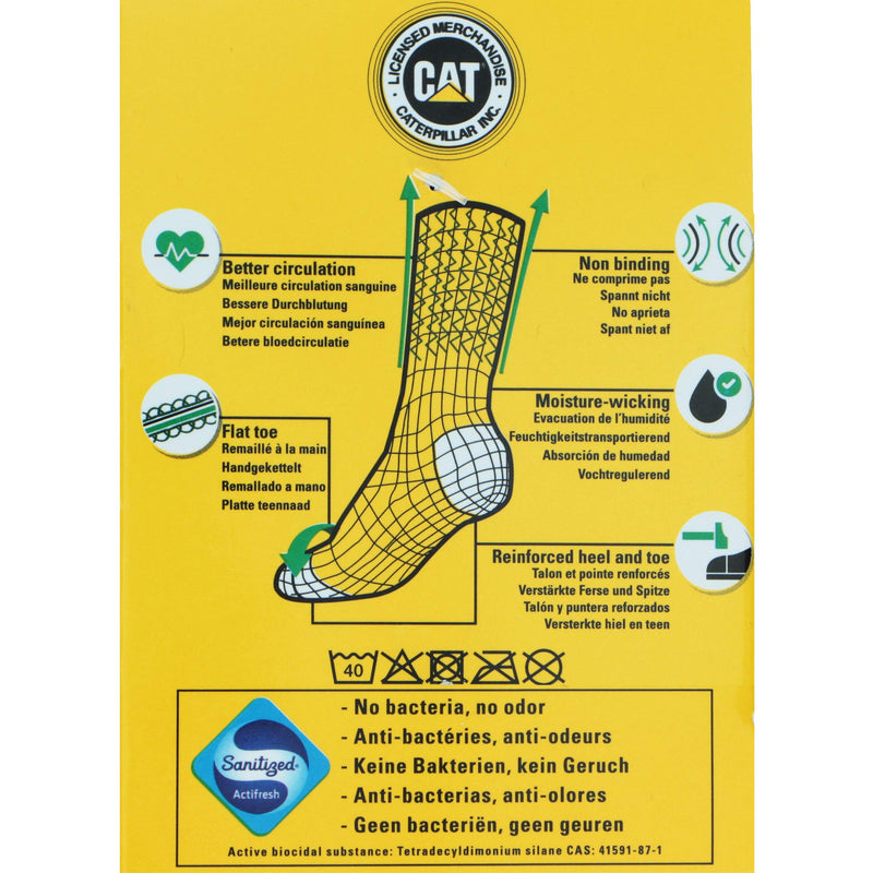 Caterpillar Diabetic Work Socks 6 Pairs Of Work Socks, Better Blood Circulation, Moisture-Wicking, Non-Tight, Reinforced Heel Tip, Cotton, Hand-Linked 43-46 Black - NewNest Australia