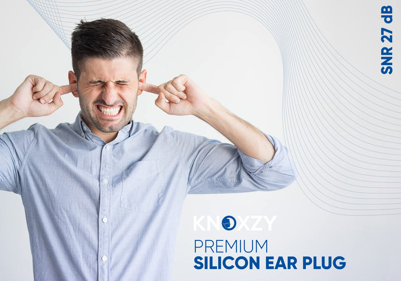 Knoxzy Silicone Ear Plugs for Sleeping Re-Usable Waterproof Noise Cancelling Premium Moldable Ear Plugs for Sleeping, Travelling, Studying Noise Reduction 6 Pair (Pack of 1) - NewNest Australia