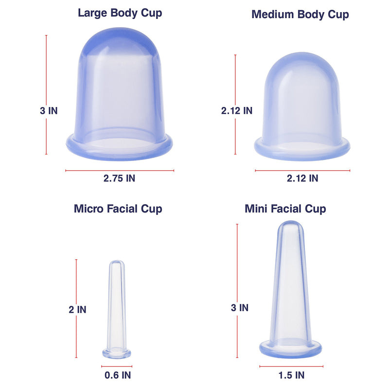 Cupping Therapy Set for Face - Double Chin Reducer - Face Cupping Set - Ideal to Cup Your Cheeks, Chin and Lips - Facial Cupping Sets - Anti Cellulite Silicone Cups Kit - by Sandine (Blue) Blue - NewNest Australia