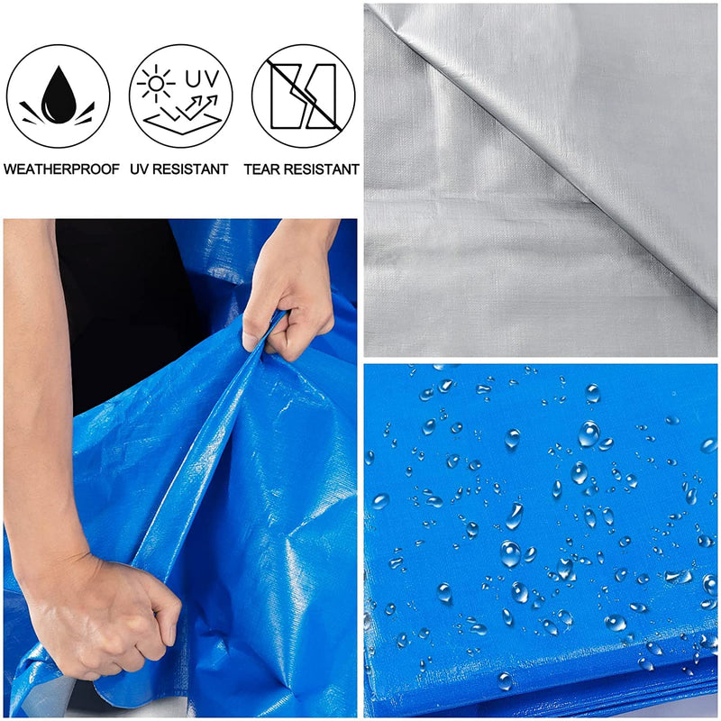 Blue Tarp, Tarps Heavy Duty Waterproof 4x6, Waterproof Plastic Poly 16 Mil Thick Tarpaulin with Metal Grommets Every 19.5 Inches - Emergency Rain Shelter, Outdoor Cover, and Camping Use 4'x6' - NewNest Australia