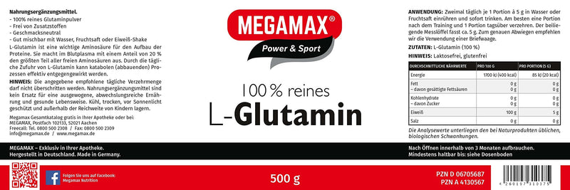 MEGAMAX L-Glutamine powder for optimal R muscle building and regeneration after the workout - NewNest Australia