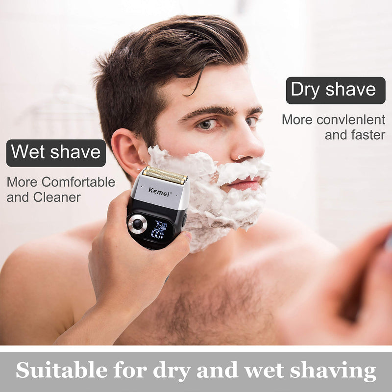 KEMEI Foil Shaver for Men Electric Razor with Bald Shaving Cordless Electric Shaver with LED Display Black - NewNest Australia