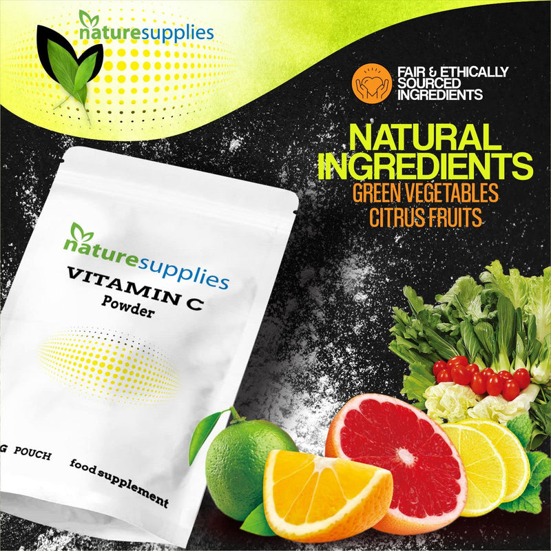 Vitamin C Powder 500g Ascorbic Acid UK Non GMO - Pharmaceutical Grade, Highly Concentrated No Chemicals in Our Supplements - Suitable for Vegans - Naturesupplies 500 g (Pack of 1) - NewNest Australia