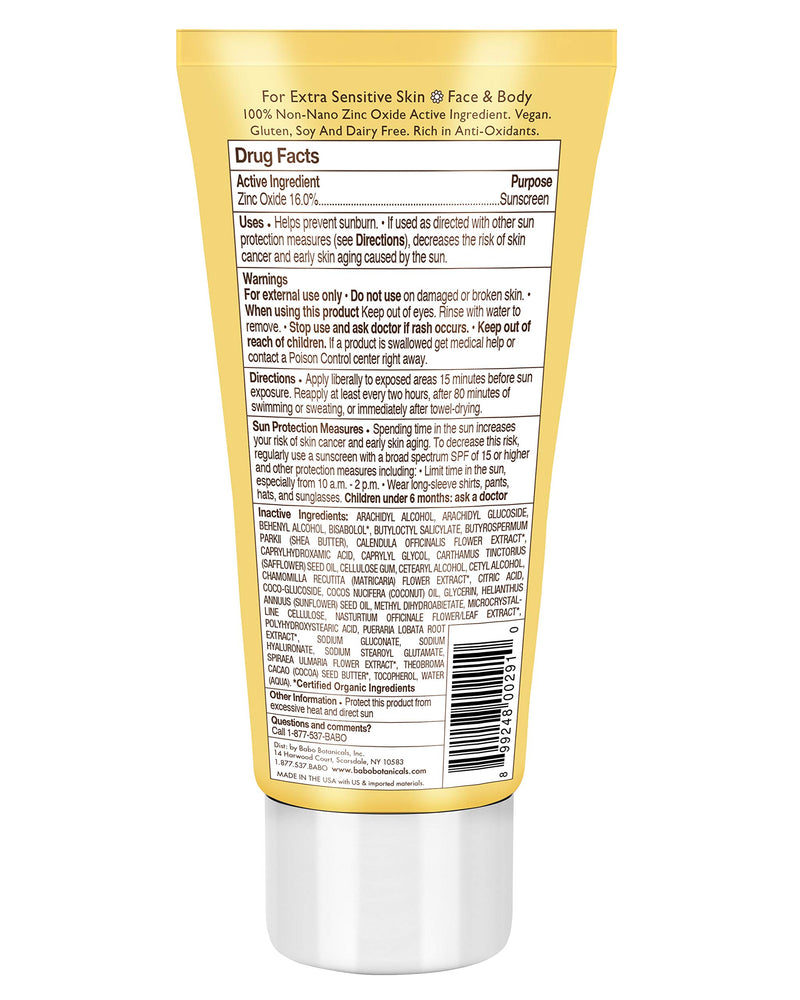 Babo Botanicals SPF 30 Clear Zinc Lotion - Fragrance Free, 3 Ounces, Best Natural Mineral Sunscreen, Non-Nano, Sensitive - NewNest Australia