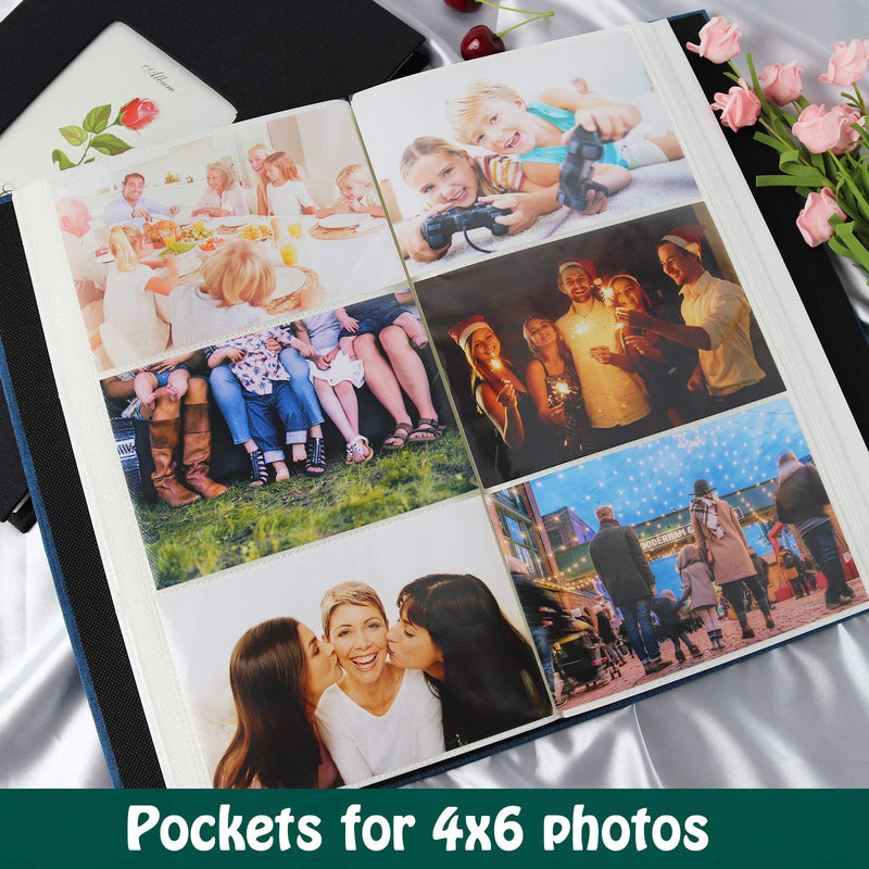 Vienrose Linen Photo Album 300 Pockets for 4x6 Photos Fabric Cover Photo Books Slip-in Picture Albums Wedding Family Anniversary Baby 300-black - NewNest Australia