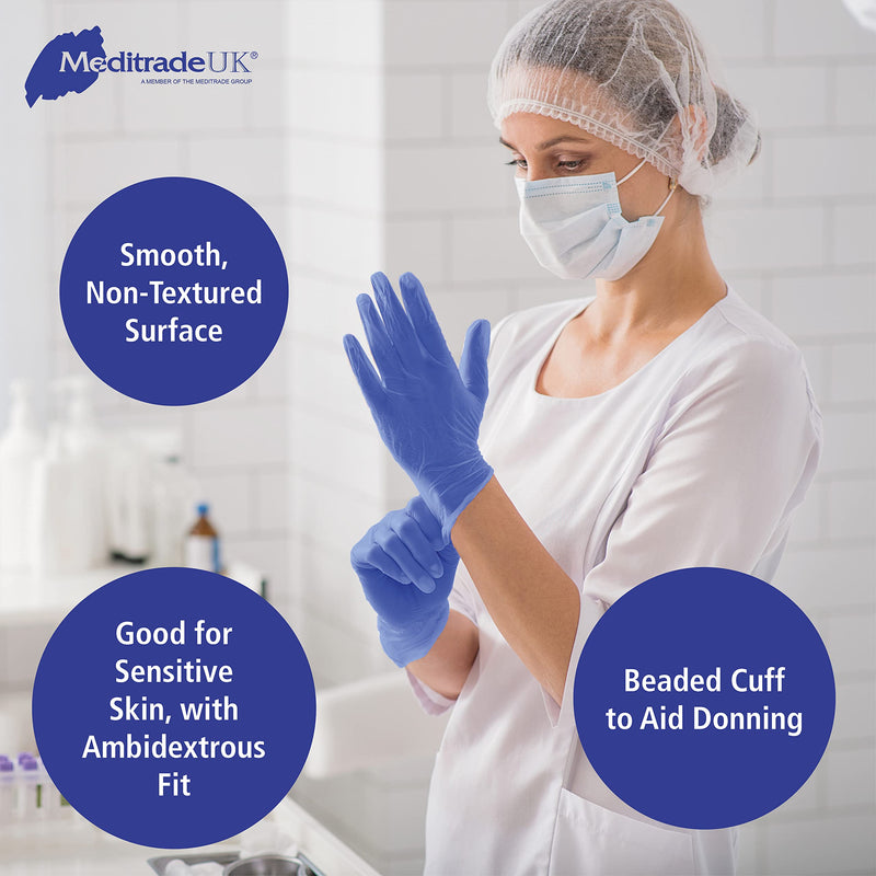 Examination Gloves - Medium, Vinyl, Powder Free and Hypoallergenic, for Medical and Surgical Exam, Catering, and other Sectors, Heavy Duty, Food Safe (BlueGen) (Medium) (Blue) - Meditrade M - NewNest Australia