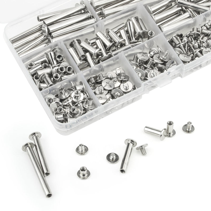 Sutemribor 120 Pieces M5 x 5/10/15/25/35/45mm Chicago Screw Binding Screws Posts Assortment Kit for DIY Leather Bookbinding Crafts - NewNest Australia
